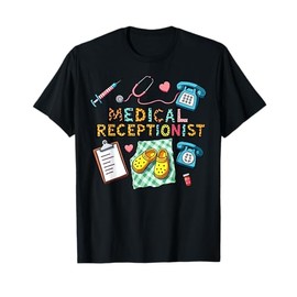 Retro Leopard Medical Receptionist Healthcare Worker Nursing T-Shirt