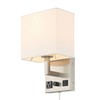 HomeFocus-Bedside Wall Sconces,Dimmable Wall Light with Outlet and Dual USB