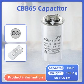 EC Buying 45UF ±5% Capacitor CBB65 450V Start Capacitors 450VAC for AC Motor Fan Start Heat Pump Air Condition Air Compressor Capacitors HVAC
