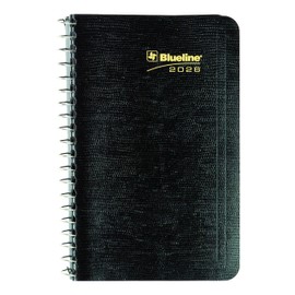 Blueline® 2026 Essential Daily Pocket Planner, Appointment Book, 12 Months, January to December, Spiral Binding, 6" x 3.5", Black, Bilingual (C1501.81BT-26)