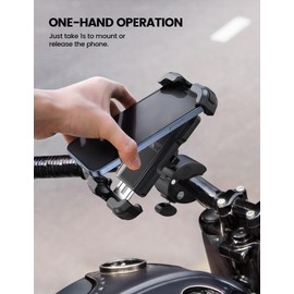 Lamicall Lamicall Motorcycle Phone Mount, Bike Phone Holder - Upgrade Quick Install Handlebar Clip for Bicycle Scooter, Cell Phone Clamp for iPhone 16 15 Pro Max/ 14/13, Galaxy S10 and More 4.7-6.8" Phone