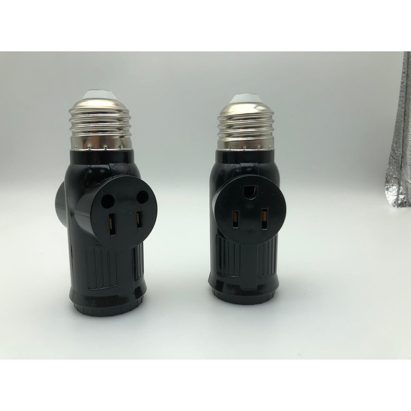 Sevici 2 Pack 3 Prong Light Socket to Plug Adapter,