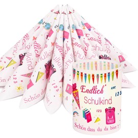 Table Decoration First Day of School Girls Set - 32 Pieces Napkins Finally School Child with 8 Pieces Lanterns Sugar Bags ABC 123, First Day of School Decoration Pink Sugar Bag Napkins School