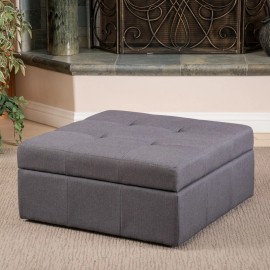 Christopher Knight Home Chatsworth Tufted Rolling Storage Ottoman by Christopher Navy Blue Oversized