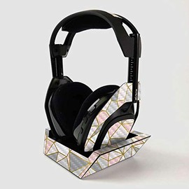 MightySkins Carbon Fiber Skin For ASTRO Gaming A50 Wireless Headphones + Base Station - Rose Gold Polygon | Protective, Durable Textured Carbon Fiber Finish | Easy To Apply | Made in the USA