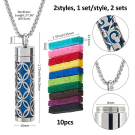 SUPERFINDINGS 2 Styles Essential Oil Necklaces Perfume Pendant Necklaces with 20PCS Felt Pads Diffuser Necklace Essential Oil Jewelry Gift Stainless Steel Perfume Pendants for Women Men