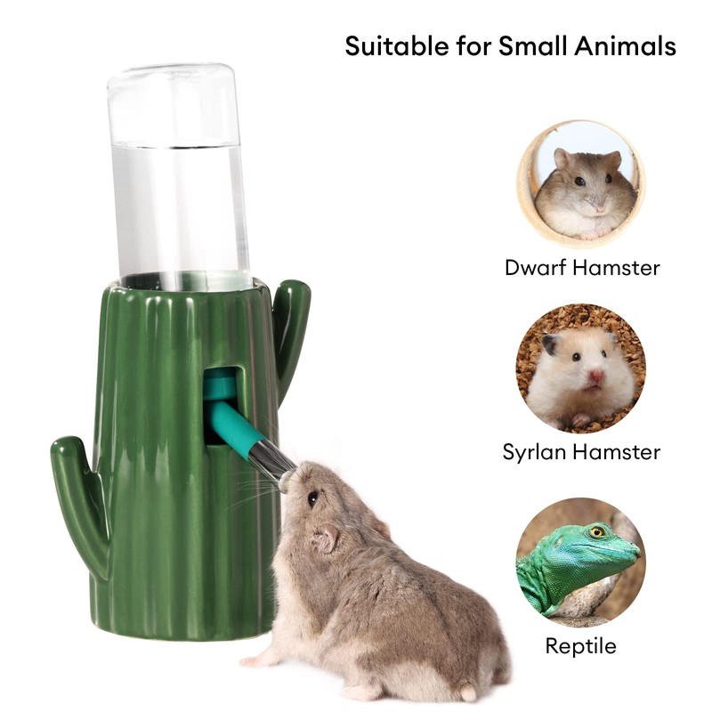BUCATSTATE Cactus Ceramic Leakproof Hamster Water Bottle Guinea Pig Water