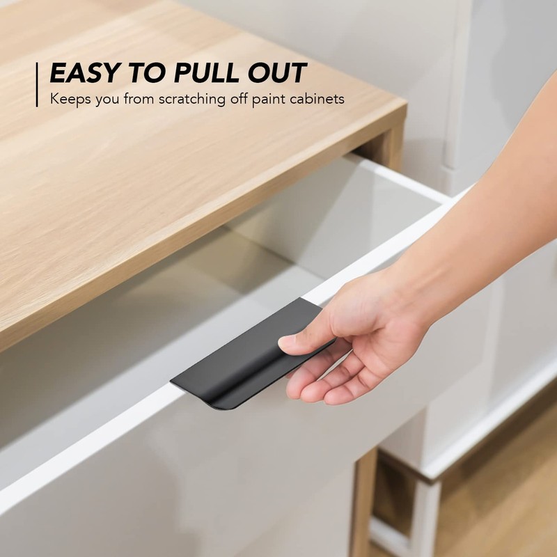 Ravinte Hardware 6 Pack Black Cabinet Handles, Finger Edge Pull