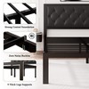 Feonase Queen Size Metal Bed Frame with Faux Leather Button