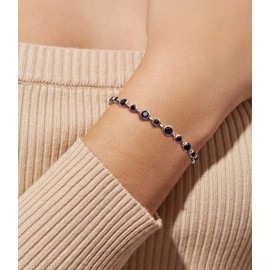 BHUBREA - Pulsera de tenis de plata de ley 925 con circonita cúbica para mujer, AAAAAAA, talla 6.5 a 7.5 pulgadas, 6.5inch, Plata Esterlina, Circonita cúbica