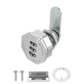 PATIKIL 組み合わせカムロック 亜鉛合金 キーレス 3桁パスワード ファイルキャビネットロック 1-3/16" シリンダー クロム仕上げ セキュリティロック ドロワー カップボード シルバー