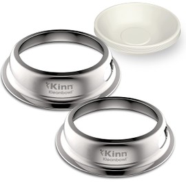 Kinn Kleanbowl Pet Bowl Stainless Steel Frame with Compostable Refills, 24 oz (Pack of 2) – Spill-Proof Stable Disposable Pet Bowls for Easy Cleaning and Healthy Pets, No Plastic