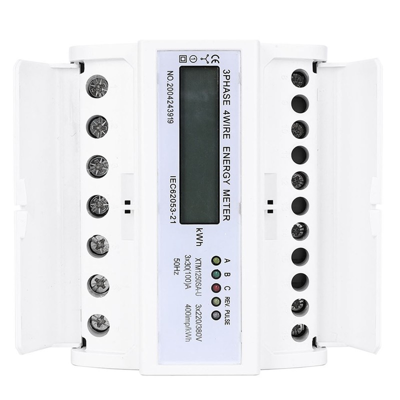 Digital 3 phase 4 Wire 7P Din Rail Electric Meter
