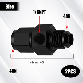 TRUCKMETER 2Pcs 4AN Male to 4AN Female Flare Adapter Fittings with 1/8 NPT Gauge Port, Hard Aluminum Hex Anodized Connector, Automotive Accessories Suitable for Vehicle Fuel Oil Line Modification