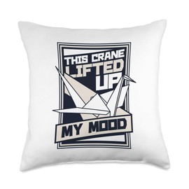 Easy Best Origami Crane Paper Gifts For Beginners Lifted Up My Mood Paper Crane Folding Owl Origami Throw Pillow, 18x18, Multicolor