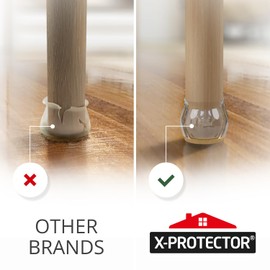 16 PCS Chair Leg Floor Protectors with Felt Pads X-Protector - 1.4" - 1.8" - Furniture Pads for Hardwood Floors - Clear Chair Pads - Floor Protectors for Chairs - Beige Chair Leg Covers!