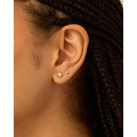 PAVOI Rhodium Plated Cubic Zirconia Star Stud Earrings for Women | Gold Starburst Earring Pair