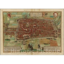 Historic Map - Utrecht/Traiectum Clara et vetus est Episcopalis Civitas, Civitatus Orbis Terrarum, 1572, Georg Braun - Vintage Wall Art 44in x 32in