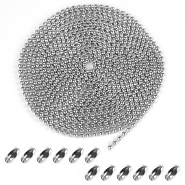 Roller Blind Chain, Blind Cord with 12pcs Chain Connectors, Rust-proof Roll Blind Spares Metal Roller Blind Fittings for Curtain Rods, Blackout Blinds, Roman Blinds(4.5MM) (4 METER)