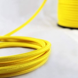 smartect Fabric Electric Cable, Yellow, 10 Metre Vintage Lamp Cable, 3-Core (3 x 0.75 mm²), Power Cable, Covered in Fabric, for DIY Projects