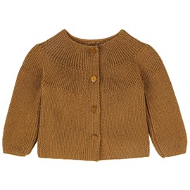 Lilax Baby Girl Knit Sweater Long Sleeve Cardigan, Brown, 24 Months