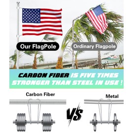 6FT Flag Poles, Carbon Fiber Heavy Duty Flagpoles for Outside House, House Flag Poles for Porch, 1 inch Flag Pole for for 3x5 flag (Without Bracket)