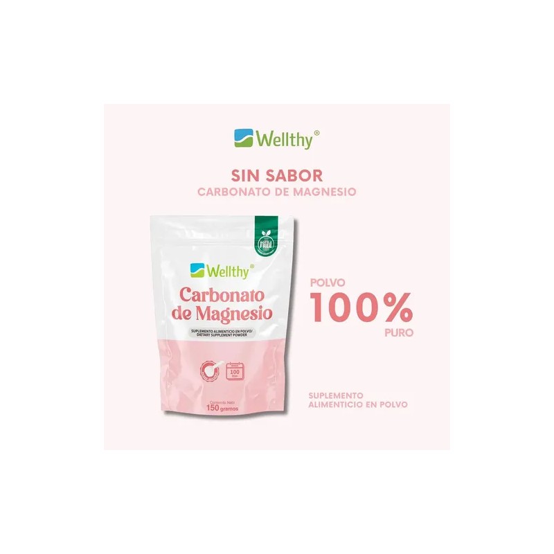 Suplemento Polvo Wellthy Suplementos Carbonato Magnesio 150g