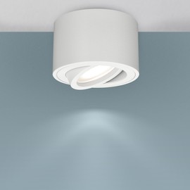 EDO Zalda OV Surface-Mounted Spotlight, White, Round, Extra Flat, Swivelling Ceiling Light, Diameter 80 x 50 mm, 230 V Ceiling Spotlight, Surface-Mounted, Spot for Living Room, Bedroom, Kitchen