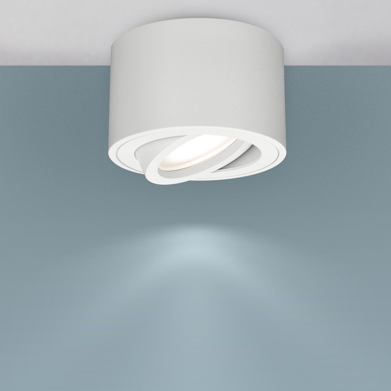 EDO Zalda OV Surface-Mounted Spotlight, White, Round, Extra Flat, Swivelling
