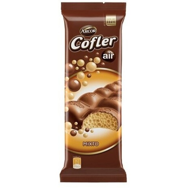 Arcor Cofler Air Mixto Chocolate Aireado Milk Chocolate Bar Filled with Airy White Chocolate, 55 g / 1.94 oz ea (family box of 10 bars)
