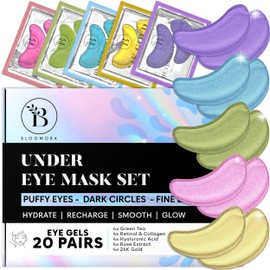 BLOOMORA Variety Under Eye Gel Patches (20 Pairs) - Masks for Puffiness & Dark Circles - Collagen Eye Patches