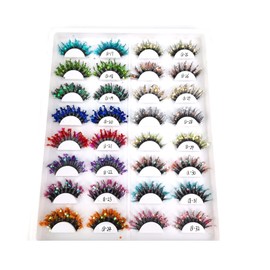 Braiton 4 Pares De Pestañas De Purpurina De Color, Pestañas Postizas Hechas A Mano De Imitación Esponjosas, Maquillaje De Festival, Pestañas Postizas De Cosplay,F
