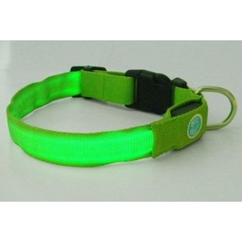 Collar para Perro de Nailon con Luces LED, multifunción, tamaño pequeño, Verde LED, S                                                                 