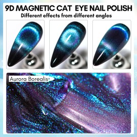 Makartt Gel Nail Polish, Black Hole Cat Eye Gel Polish 10ml Sparkly Cat Eye Glitter Spring Gel Polish with Magnet Stick Soak Off UV/LED Manicure Nail Art Designs- Aurora Borealis
