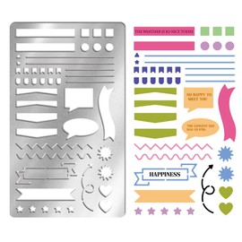 UNICRAFTALE Metal Stencil for Journaling Lines Lists Banner Planner Stencils Stainless Steel Painting Stencils Dot Journal Stencil for Diary Templates for Drawing Notebook Scrapbook