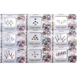 Avador Pack of 25 Assorted Bindi Multiple Sizes Multiple Designs Bollywood Indian Bride for Forehead