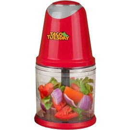Nostalgia Taco Tuesday 2-Speed Chopper, Perfect For Salsa, Guacamole, Dip, Sauces, Hummus, Stainless Steel Blades, 2-Cup Capacity, Red