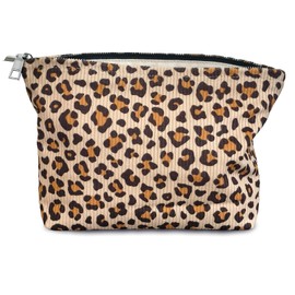 STARDW Leopard Makeup Bag Organizer Cosmetic Bags for Women and Girls,Travel Toiletry Bag Large Capacity Canvas Makeup Zipper Pouch, Purse Organizer Pouches