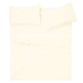 GLAMBURG Cotton Rich Queen Sheet Set - 4 Piece Deep Pocket Bedding Sets Queen with Marrowing - Ultra Soft, Wrinkle Resistant, Quick Dry, Easy Care Queen Sheets - Ivory