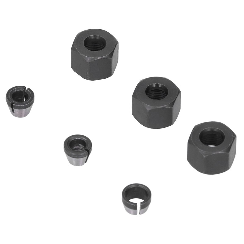 6Pcs Router Collet Adapter Carbon Steel 6mm 6.35mm 8mm Set
