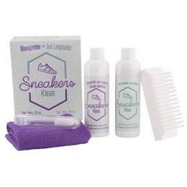 SNEAKERS KLEAN | gel y blanqueador, kit de limpieza para el cuidado de tu calzado, contiene 1 blanqueador de suela, 1 gel limpiador de 120 ml c/u, cepillo aplicador, cepillo suave y microfibra