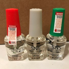 SNS Nails Gel (set of 3) Gel Base, Gel Top, Sealer Dry (0.5oz/bottle)