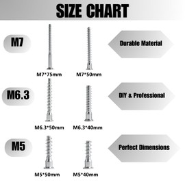 Confirmat Screws, M6.3 x 50mm 10 PCs, Hex Socket Drive Countersunk Furniture Connecting Self-Tapping Screw Set Carbon Steel Zinc Plated