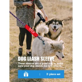 KISJO Adopt Me I'm A Foster 2 Set Funny Red and Black Dog Leash Sleeve Wrap -Hanging ID Patch Tag for Foster Puppy - Gift for Dog Owner and Lover