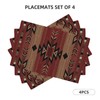Southwestern Placemats Set of 4, 12x18 Inch Rusty Red Tribal