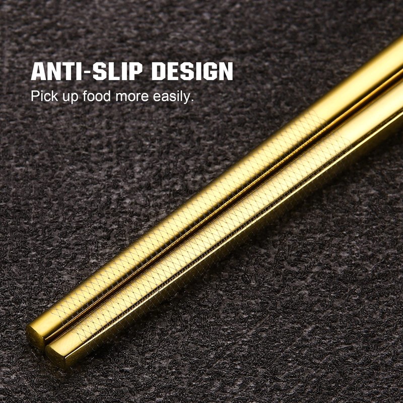 TIICOO Metal Chopsticks Reusable 2 Pairs Titanium Stainless Steel 18/8