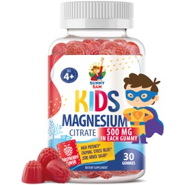Sugar-Free Magnesium Gummies for Kids & Teens - 500mg Calm Magnesium Citrate - Chewable Magnesium Gummy Supplement for Sleep, Mood & Muscle Support - Citrato de Magnesio para Niños - 30 Days Supply