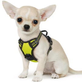 Eagloo Small Dog Harness No Pull, Service Vest with Reflective Strips and Control Handle, Adjustable and Comfortable for Walking, No Choke Pet Harness with 2 Metal Rings, Green, XS