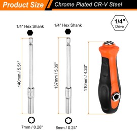 sourcing map 1/4" Metric Power Nut Driver Drill Bit 6mm 7mm CR-V Steel Hex Nut Driver Screwdriver with 1/4" Hex Screwdriver Bit Holder Handle for Tightening and Loosening Fasteners