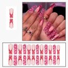 Valentine Pink Press on Nails Long Square Fake Nails French